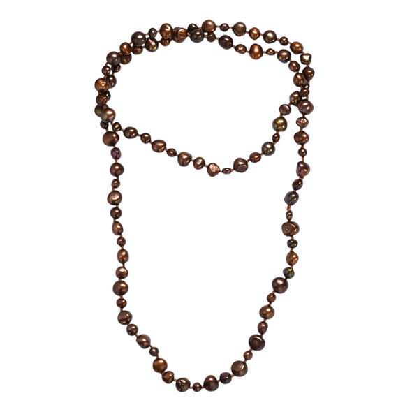 Bronze gef&auml;rbte S&uuml;&szlig;wasserperle Halskette, 86 cm image number 4