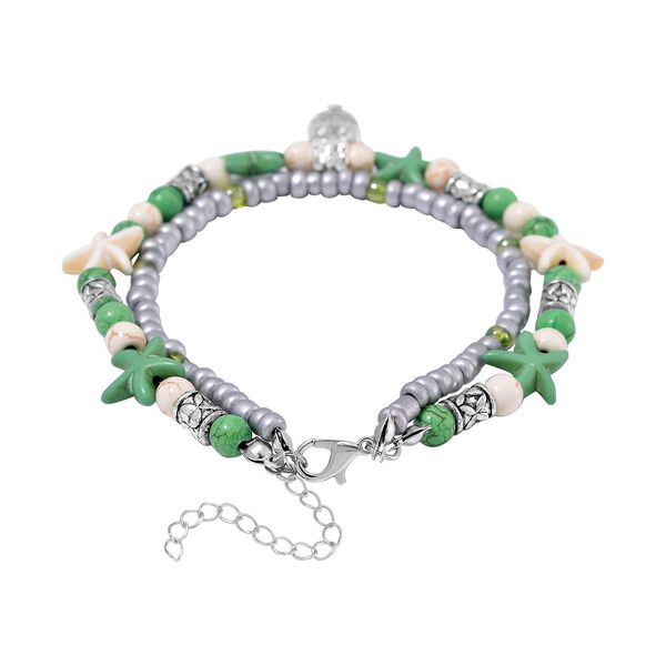 2er Set - Weißer Howlit, Grüner Howlit Schmuck Zubehör ca. 23 cm Antik-silber-Plattierung ca. 60.35 ct image number 4