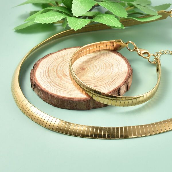 2er-Set Schlichter Schmuck Halskette ca. 45+5 cm und Armband ca. 19+2 cm in Edelstahl, IP-Plating Gelb image number 1