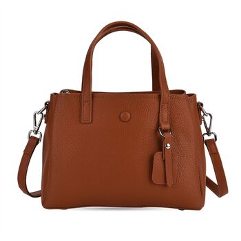 Crossbody-Tasche aus 100% echtem Leder mit Henkel und Schulterriemen, 24x11.5x18 cm, Braun