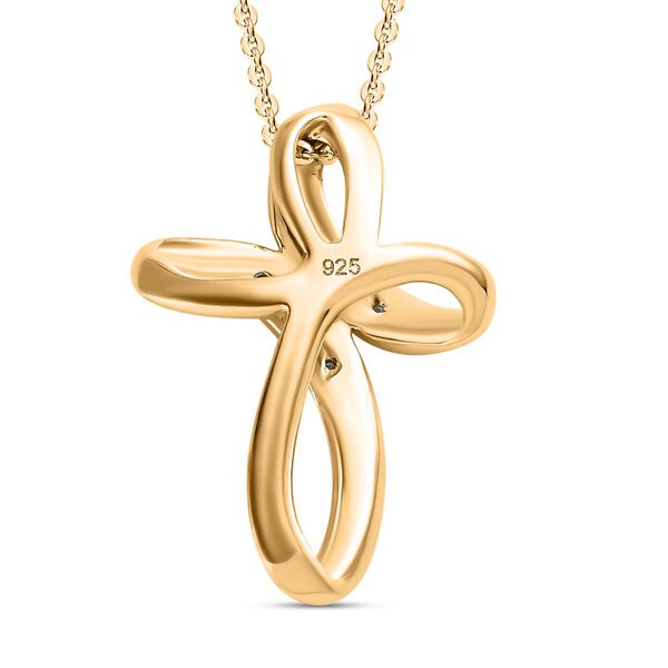 Wei&szlig;er Diamant Anh&auml;nger mit Kette, 925 Silber Gelbgold Vermeil image number 5