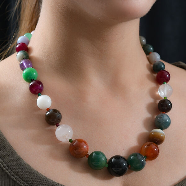 Multi Edelstein Halskette, 50 cm - 600 ct. image number 2