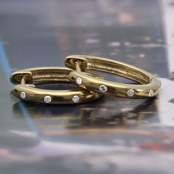 Diamant-Creolen, 925 Silber vergoldet, ca. 0,10 ct image number 1