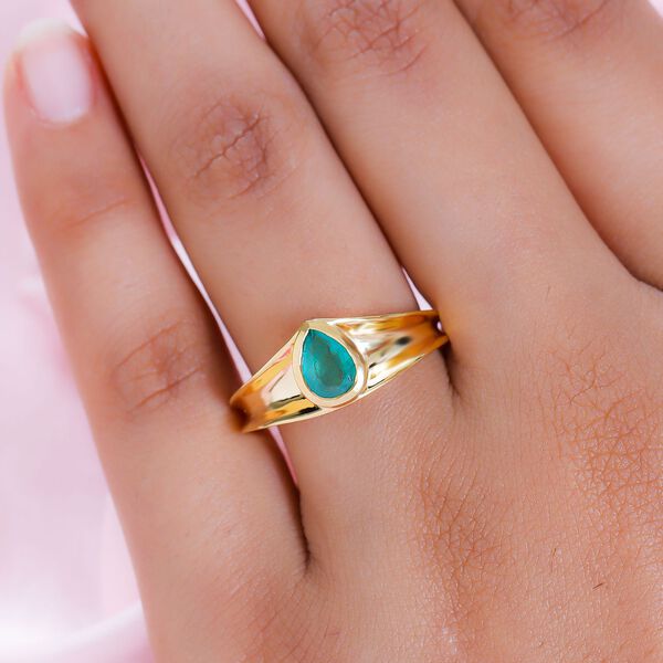 Kagem sambischer Smaragd-Solit&auml;r-Ring, 925 Silber vergoldet, 0,60 ct. image number 3