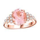 AAA Rosa Morganit, Wei&szlig;er Diamant Ring 417 Gold (Gr&ouml;&szlig;e 17.00) ca. 3,00 ct