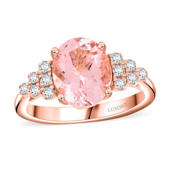 LUXORO zertifiziert und gepr&uuml;ft AAA Rosa Morganit und Diamant Anh&auml;nger in 417 Ros&eacute;gold - 3 ct. image number 0