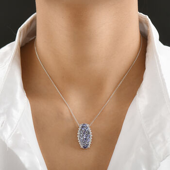 D'Joy Tansanit und Zirkon Anh&auml;nger mit 50cm Kette - 2,94 ct.