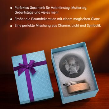 3D-Kristallglaskugel mit Engel, LED-Beleuchtung, 8cm, Farbwechsellicht