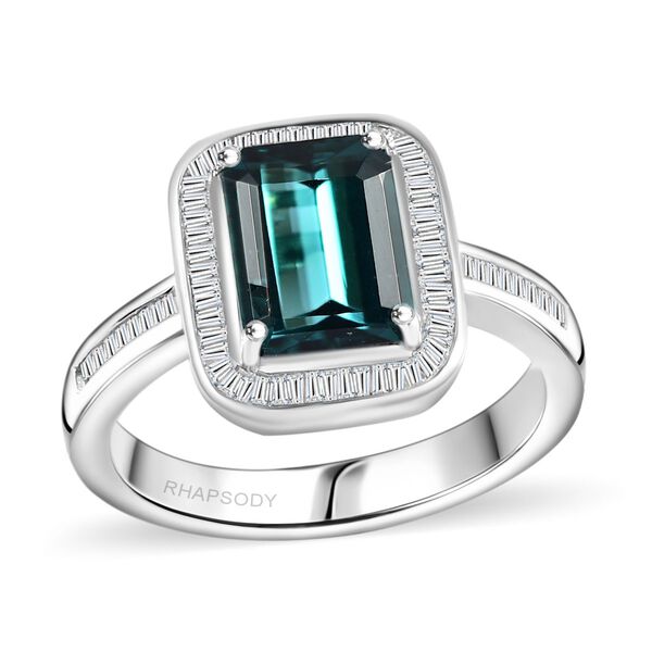 RHAPSODY - AAAA Pirineu Lagunen Turmalin, Wei&szlig;er Diamant SGL zertifiziert Ring 950 Platin (Gr&ouml;&szlig;e 17.00) ca. 2.76 ct image number 4