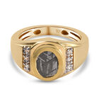 Meteorit und Zirkon Ring 925 Silber vergoldet (Größe 17.00) ca. 2,96 ct image number 0