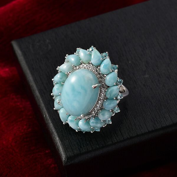 D'Joy Larimar, Neon Apatit und Zirkon Ring - 22,74 ct. image number 2