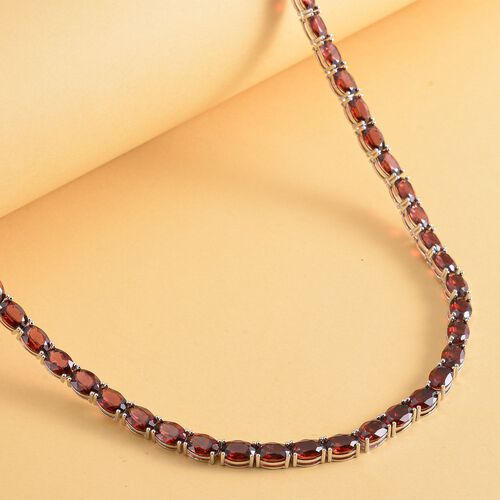Mosambik Granat Halskette, ca. 45 cm, 925 Silber rhodiniert ca. 61,56 ct image number 2