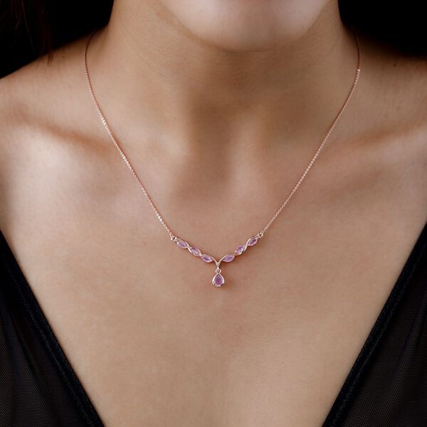 Ilakaka rosa Saphir (Fissure gefüllt) Collier, ca. 45 cm, 925 Silber rosévergoldet ca. 1.38 ct image number 2