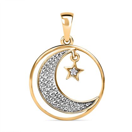 Wei&szlig;er Diamant I2-I3 Anh&auml;nger, 925 Silber vergoldet