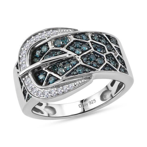 D'Joy Blauer Diamant Ring 925 Silber Rhodiniert (Gr&ouml;&szlig;e 17.00) image number 3