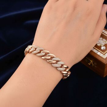 Wei&szlig;er Zirkonia Armband ca. 18.5 cm Nickelfreies Messing, ros&eacute;farben