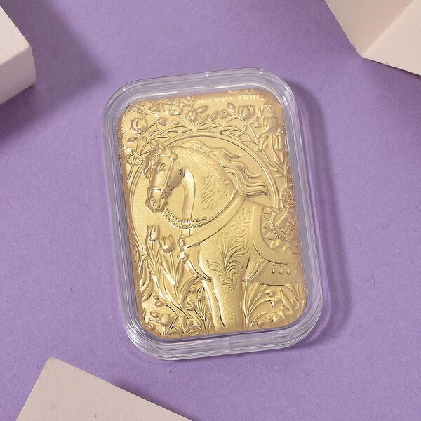 EXKLUSIVES GESCHENK 999er Goldbarren mit Pferd-Motiv, 10mg image number 1