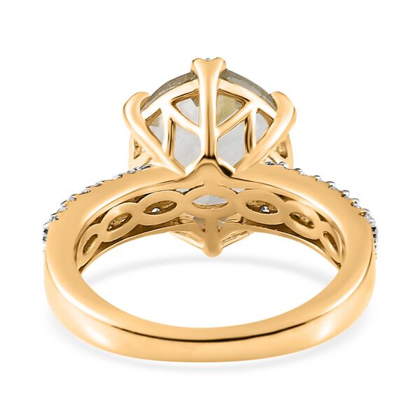 AA Prasiolith, Wei&szlig;er Zirkon Ring, 925 Silber vergoldet (Gr&ouml;&szlig;e 18.00) ca. 5.06 ct image number 6