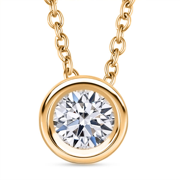 LUXURIANT VS-EF Labor Diamant Anhänger mit 50cm Kette, 925 Silber Gelbgold Vermeil- 0,25 ct. image number 0