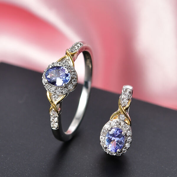 D'Joy Tansanit und Zirkon zweifarbiges Schmuckset - 1,13 ct. image number 2