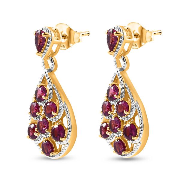 Rhodolith Granat Ohrringe 925 Silber Gelbgold Vermeil ca. 3,74 ct. image number 4