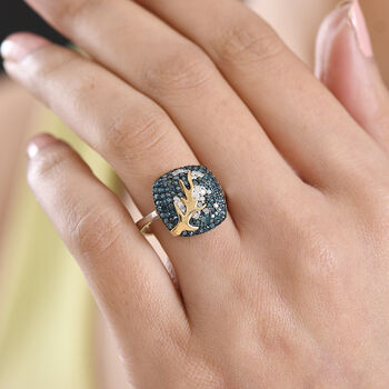 D'Joy blauer und wei&szlig;er Diamant zweifarbiger Ring - 1 ct.