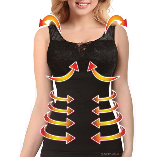 SANKOM - Haltungskorrektur Unterhemd mit BH aus Spitze, Größe M/L, 75-85 cm, Schwarz image number 1
