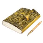 Echtlederbuch mit Leoparden Design und Holzstift image number 6