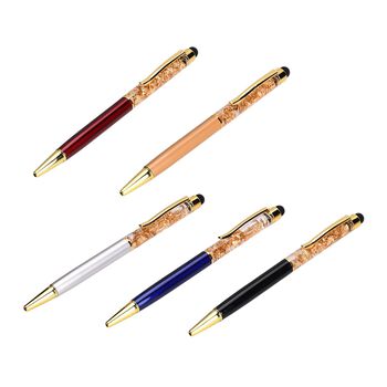 5er Set - Kugelschreibern mit Glitzerfolie und Touchspitze, 14x1 cm, Metall