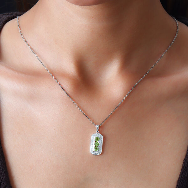 Nat&uuml;rlicher Peridot und Zirkon-Anh&auml;nger, 925 Silber ca. 1,43 ct image number 2