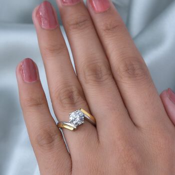 LUSTRO STELLA Hergestellt mit Feinster ZIRKONIA Solit&auml;r-Ring 925 Silber zweifarbige &Uuml;berzug