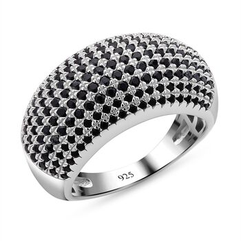 Schwarzer Spinell Ring, 925 Silber rhodiniert (Gr&ouml;&szlig;e 19.00) ca. 0,37 ct