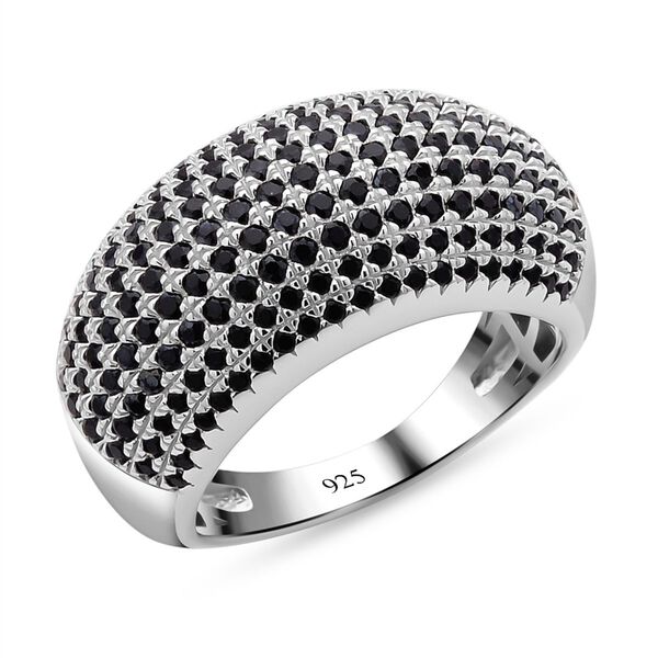 Schwarzer Spinell Ring, 925 Silber rhodiniert (Gr&ouml;&szlig;e 19.00) ca. 0,37 ct