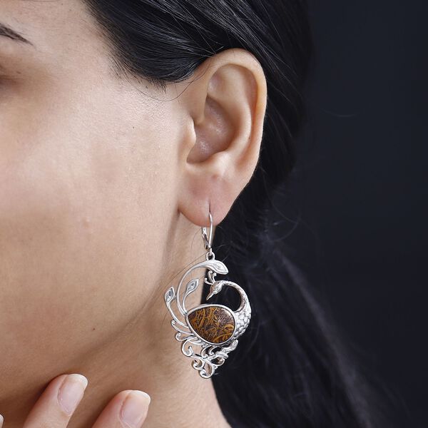 Skript Stein Ohrringe, Messing, ca. 12.54 ct image number 3