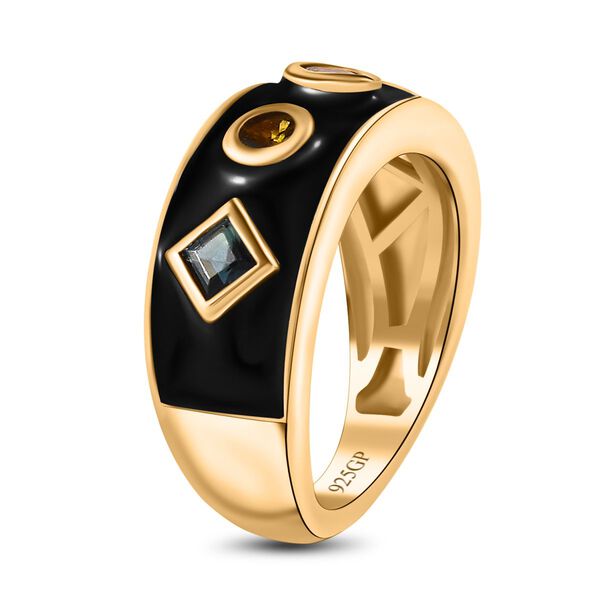 GP Art D&eacute;co Kollektion - mehrfarbiger Turmalin und Kanchanaburi blauer Saphir-Ring - 0,59 ct. image number 5