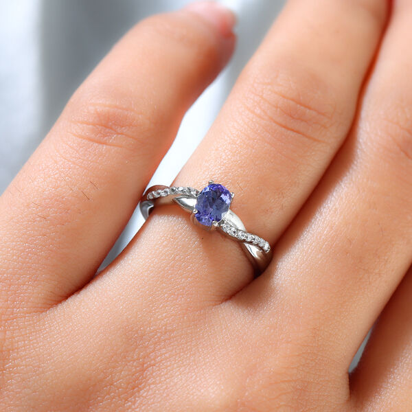 Tansanit und Zirkon Ring 925 Silber platiniert  ca. 0,75 ct image number 3