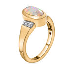 Natürlicher, äthiopischer Opal und weißer Zirkon-Ring, 925 Silber vergoldet  ca. 0,91 ct image number 4