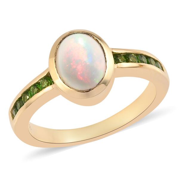 Nat&uuml;rlicher, &auml;thiopischer Opal und nat&uuml;rlicher Chromdiopsid-Ring - 1,10 ct. image number 4