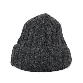 Rippstrick-M&uuml;tze mit Teddyfutter, Einheitsgr&ouml;&szlig;e, Grau