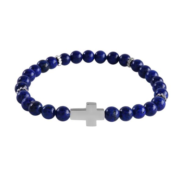 Lapislazuli Armband, ca. 19 cm, Edelstahl ca. 65.00 ct image number 3