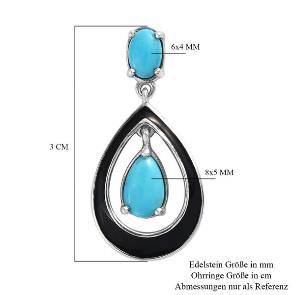 Natürliche Sleeping Beauty Türkis emaillierte Ohrhänger in Silber image number 6