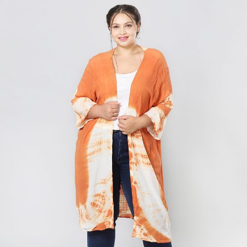 Einzigartiger Glockenärmel Kimono, Einheitsgröße, Orange image number 0