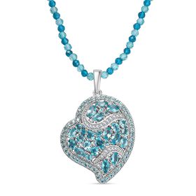D'Joy Blauer Apatit, Neon Apatit Schmuckset ca. 45 cm 925 Silber rhodiniert ca. 35.81 ct