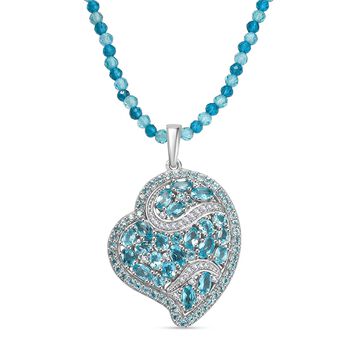 D'Joy Blauer Apatit und Neon Apatit Anh&auml;nger mit 45cm Kette - 35,81 ct.