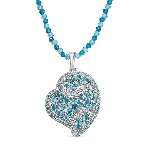 D'Joy Blauer Apatit und Neon Apatit Anh&auml;nger mit 45cm Kette - 35,81 ct.