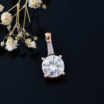 Moissanit Anh&auml;nger, 925 Silber 750 Ros&eacute;gold Vermeil - 1,84 ct.