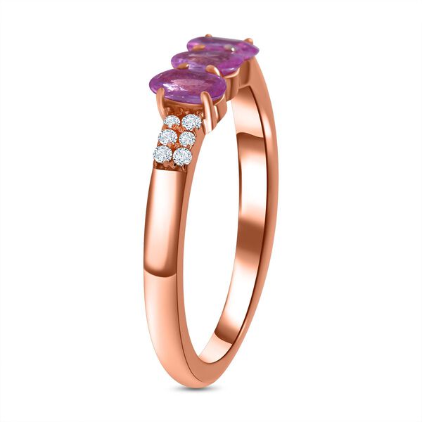 AA Rosa Saphir, Wei&szlig;er Zirkon Ring, 925 Silber ros&eacute;vergoldet, (Gr&ouml;&szlig;e 19.00) ca. 1.15 ct image number 3