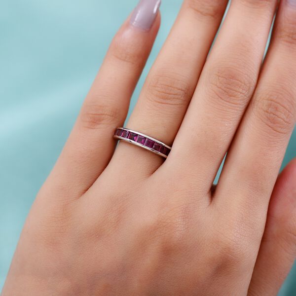 Rhodolith Granat Band Ring 925 Silber Platin-Überzug image number 3