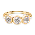 D’joy 100 Facetten Moissanit Ring 925 Silber 750 Gelbgold Vermeil (Größe 17.00) ca. 1,37 ct