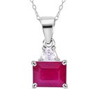 Afrikanischer Rubin (Fissure gefüllt), Weißer Zirkon Anhänger 925 Silber rhodiniert ca. 3.83 ct